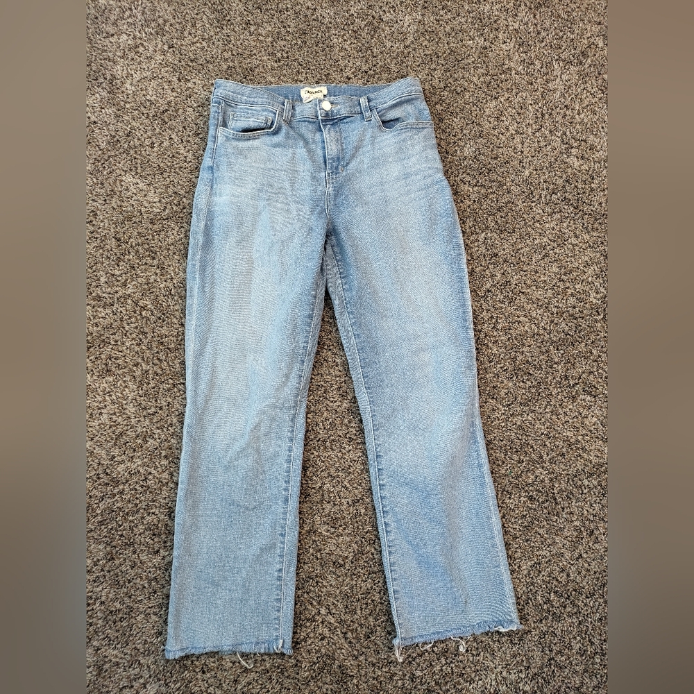 L'Agence Sada High Rise Crop Denim Jeans Bellevue Blue Light Wash Size 29